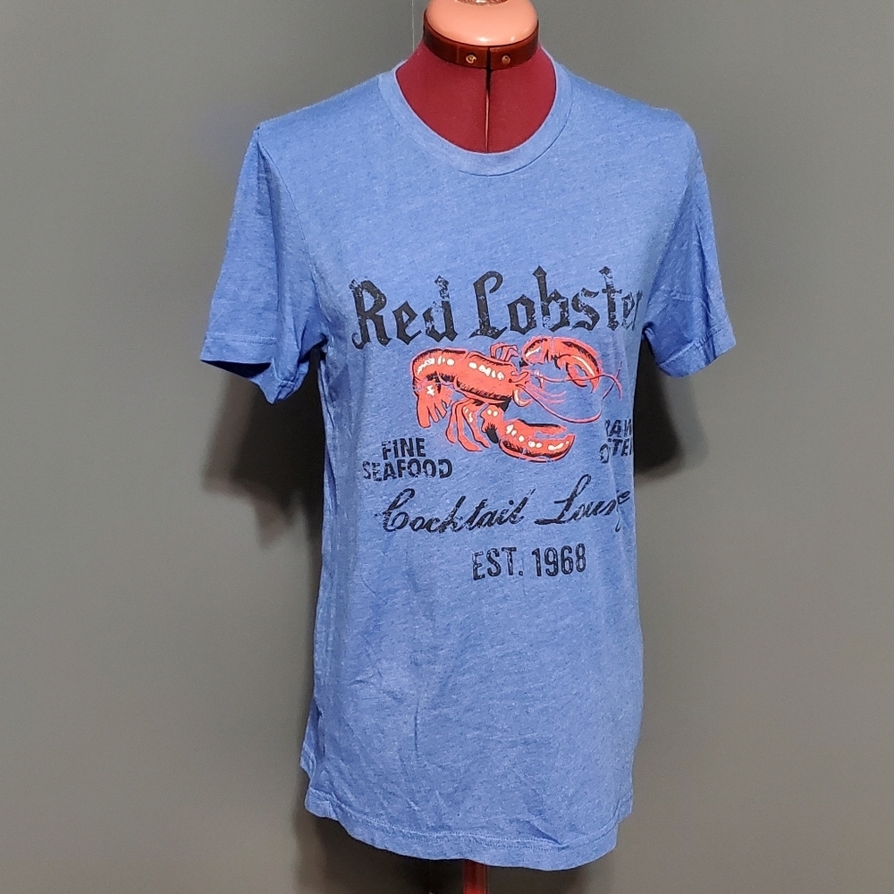 Red Lobster Short Sleeve Tee Shirt Blue Womens Size M